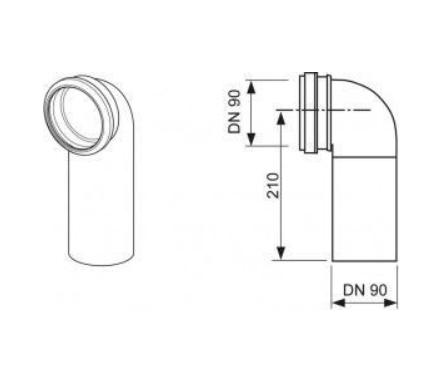9980067 Коліно 90° для з'єднання із унітазом, DN 90/90 - 1