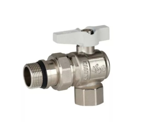 6554291 Кран кульовий з американкой 1/2" кутовий білий  метелик (ASG+)(уп.80) - 1