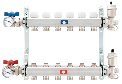 Колектор розподільчий ITAP 912C на 8 виходів 1"х3/4" з запірними клапанами - 1