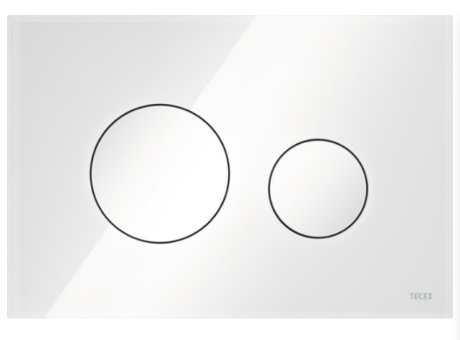 Панель змиву для унітазу TECEloop 9240650 подвійна скло біле кнопки білі - 1