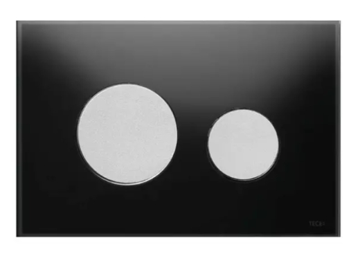 Панель змиву для унітазу TECEloop 9240655 подвійна скло чорне кнопки хром матовий - 1