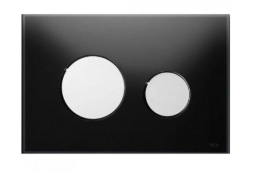 Панель змиву для унітазу TECEloop 9240656 подвійна скло чорне кнопки хром глянцевий - 1