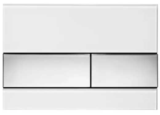 Панель змиву для унітазу TECEsquare 9240802 подвійна скло біле кнопки хром глянцевий - 1