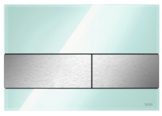 Панель змиву для унітазу TECEsquare 9240804 подвійна скло м'ятно-зелене кнопки нержавіюча сталь - 1