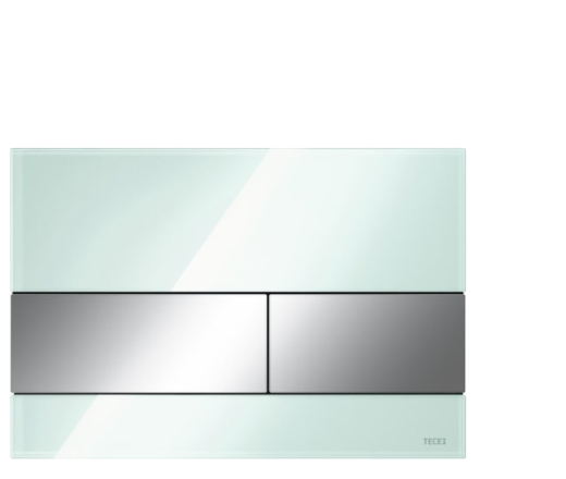 Панель змиву для унітазу TECEsquare 9240805 подвійна скло м'ятно-зелене кнопки хром глянцевий - 1