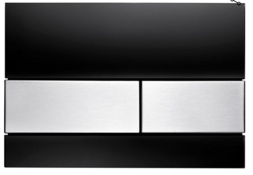 Панель змиву для унітазу TECEsquare 9240806 подвійна скло чорне кнопки нержавіюча сталь - 1