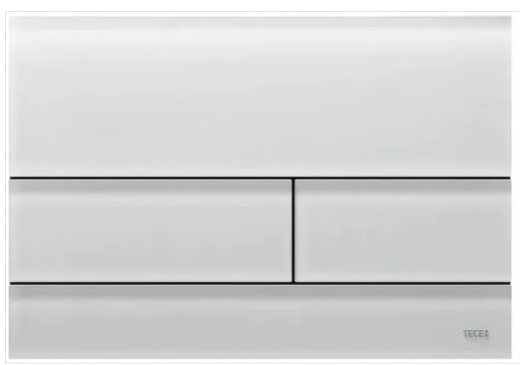9240824 TECEsquare Панель подвійного змиву для унітазу, скло біле, клавіші скло біле, матова - 1