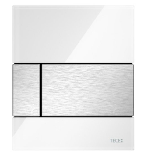 Панель змиву для пісуару TECEsquare 9242801 з картриджем біле скло клавіші нержавіюча сталь - 1