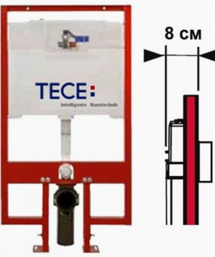 9300500 TECEprofil Модуль 8см для підвісного унітазу, бачок Octa II (+2шпильки М12 з гайками), 1120 - 1