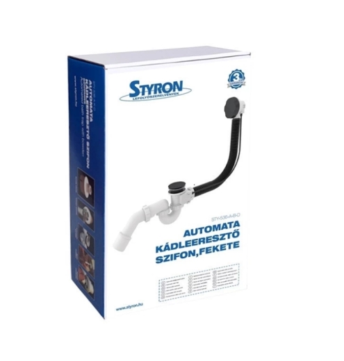 STY-536-A-B-D Сифон для ванни (автомат) упаковка коробка, чорний, 530 мм - 1
