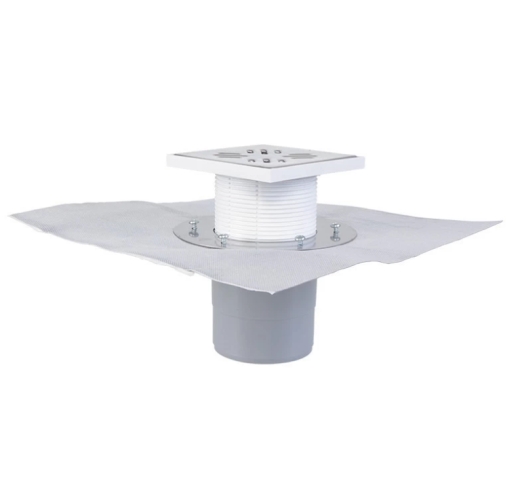 STY-600-112-52 Трап з вертикальним випуском, з надставкою та решіткою з нержавіючої сталі 150х150, ø - 1