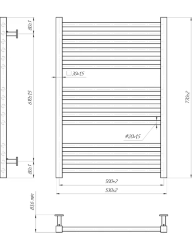 1.4.048291.LG Рушникосушка INOX Гера  770х530/500 золото лайт - 1