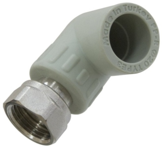 Кутник PP-R 90° з накидною гайкою KAS 9630003 20х1/2" - 1