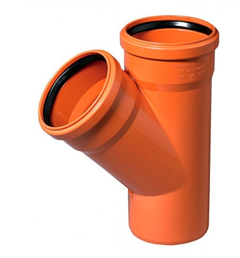 Тройник канализационный внешний Ostendorf KG 221300 ПВХ 125х 125 мм 45° - 1