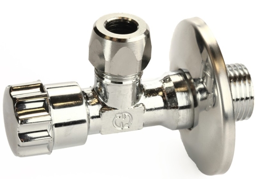 1400.74C кран приборный General Fittings с розеткой, круглой ручкой и гайкой 1/2"х3/8"х10 - 1
