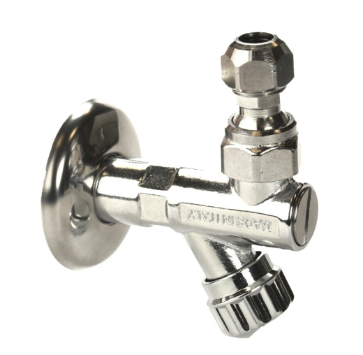 1400.N1 Кран приборный General Fittings с розеткой, круглой ручкой и фильтром 1/2"х10 - 1
