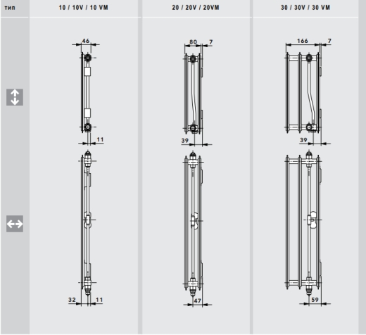 Радіатор тип V 10*600*400*Н (317 Вт)  ГІГІЄН.нижн .підключ - 2
