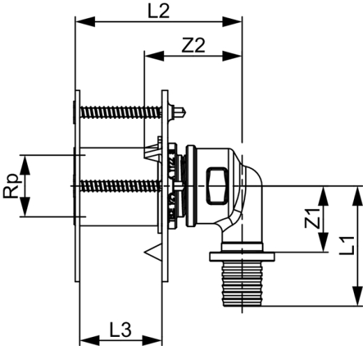 TECEflex кутник 16x1/2" із затискним кільцем кремнієва бронза (708705) - 2