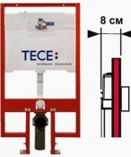 9300500 TECEprofil Модуль 8см для підвісного унітазу, бачок Octa II (+2шпильки М12 з гайками), 1120