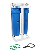 Система фільтрації Aquafilter HHBB20A Big Blue 2-ступенева під картриджі 20" на платформі з манометр Система фільтрації Aquafilter HHBB20A Big Blue 2-ступенева під картриджі 20" на платформі з манометр