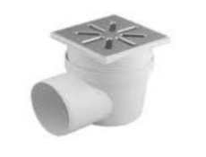 15B110R-M-B Трап бічний (D110), каналізаційний з регулюванням висоти,  решіткою з нержавіючої сталі 15х15, білий