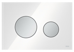 Панель змиву для унітазу TECEloop 9240659 подвійна скло біле кнопки хром матовий