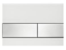 Панель змиву для унітазу TECEsquare 9240801 подвійна скло біле кнопки з нержавіючої сталі