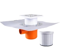 STY-501-2 Трап з горизонтальним випуском, з надставкою та решіткою з нержавіючої сталі 150х150 мм.,