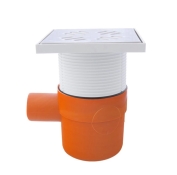 STY-5051 Трап з горизонтальним випуском, з надставкою та решіткою з нержавіючої сталі, сухим сифоном