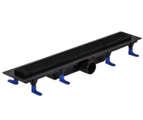 STY-Do-60-FF Душовий канал з полірованою решіткою 600 мм "Доміно"  з "сухим" сифоном, чорний