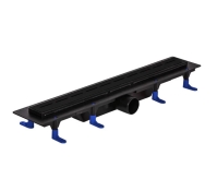 STY-Li-60-FF Душовий канал з полірованою решіткою 600 мм "Лінія"  з "сухим" сифоном, чорний