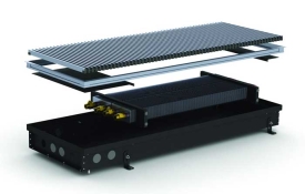 Конвектор внутрішньопідлоговий Carrera S2 Black 380x120 зі знімною рамкою