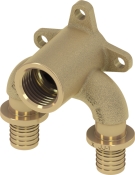 Уголок 90° из красной латуни Teceflex 708626 настенный двухвыводной 1/2"х 20 мм